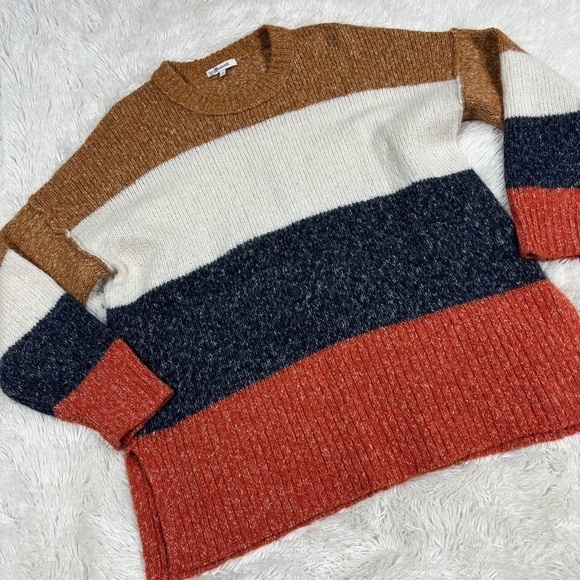 MADEWELL Striped Baxter Color Block Alpaca Blend Sweater Tunic Oversized Medium - Picture 3 of 12